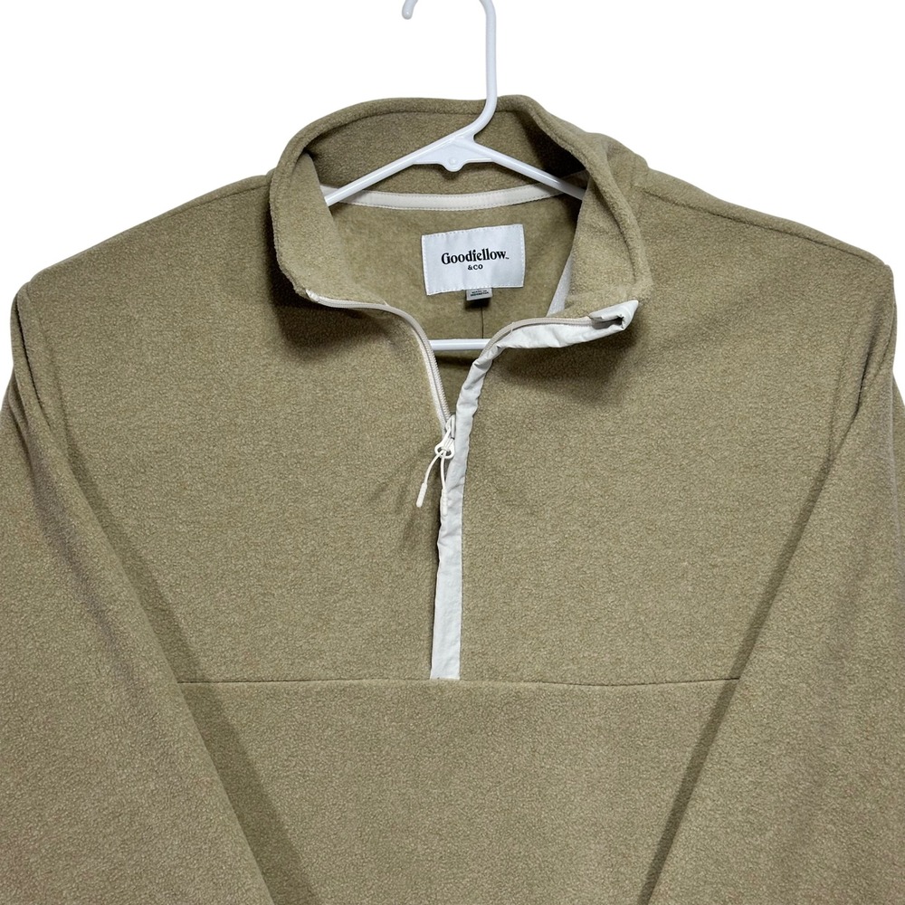 Goodfellow & Co Tan Fleece Quarter Zip Pullover Mock Neck Sweatshirt Large NEW